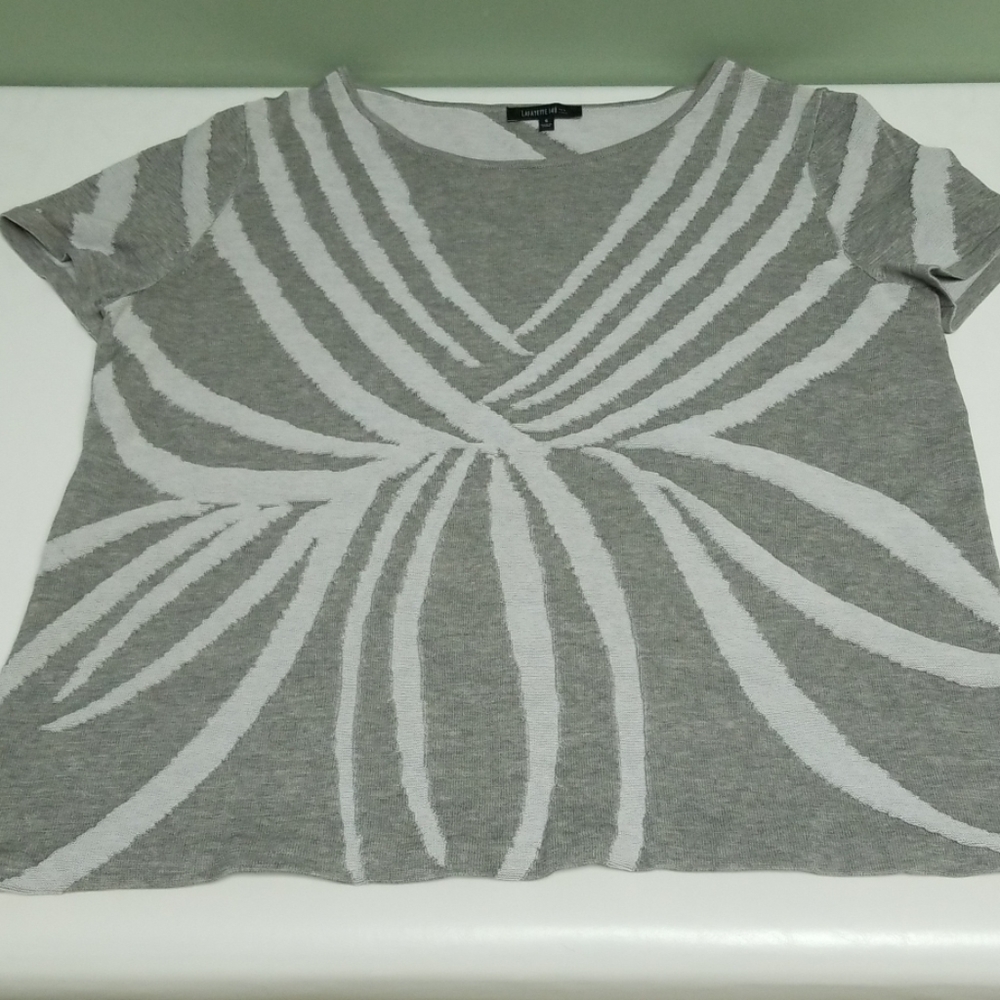Lafayette 148 New York Short Sleeve Top Gray BB1 - Picture 1 of 8